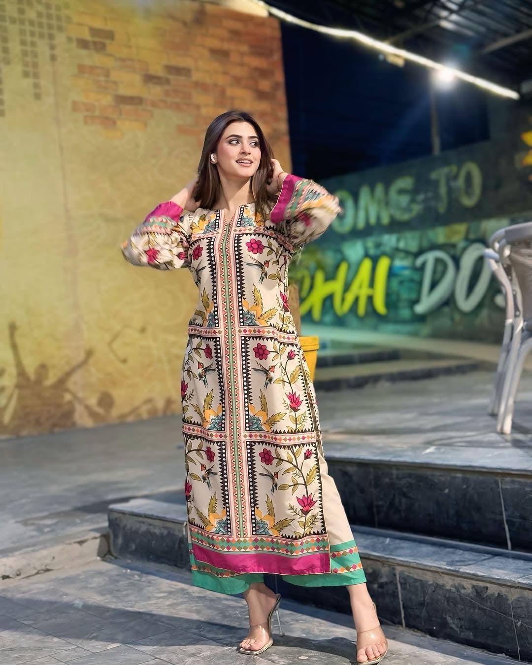 2 pc - GUL BAHAAR long length digital print Co Ords