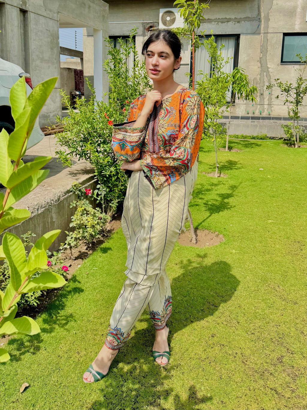 HIRA Poly Lawn digital print Co Ords